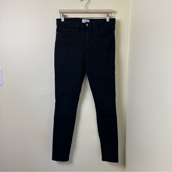 FRAME Le One Skinny High-Waisted Jeans in Larsen Black Wash SZ 2 (SIZES 29-34) - Picture 5 of 13